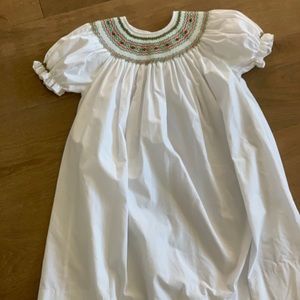 Christmas smocked girls dress.